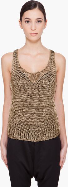 Barbara Bui Gold Tone Mesh Tank Top - Lyst