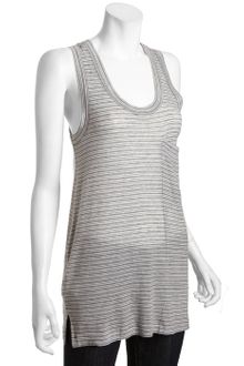 BCBGMAXAZRIA Grey Jersey Striped Pocket Tank - Lyst