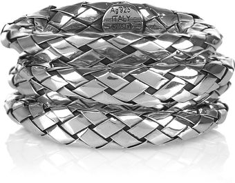 Bottega Veneta Set Of Four Silver Intrecciato Stacking Rings - Lyst