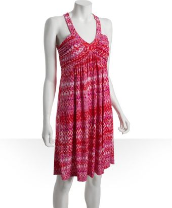  Pink Printed Knit Jersey Tank Dress 