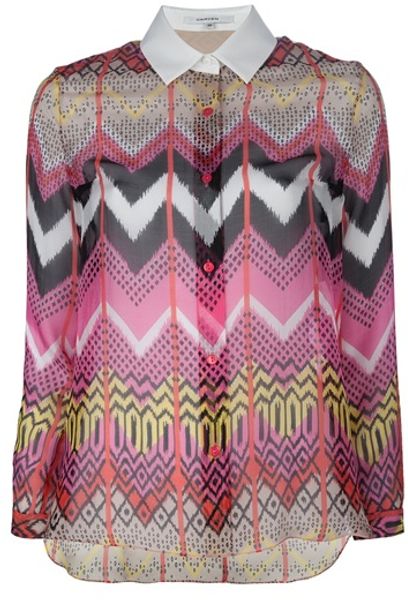 Carven Aztec Print Blouse in Multicolor (multi) - Lyst