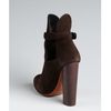 Celine Dark Brown Suede Cutout Stacked Heel Platform Booties in Brown - Lyst