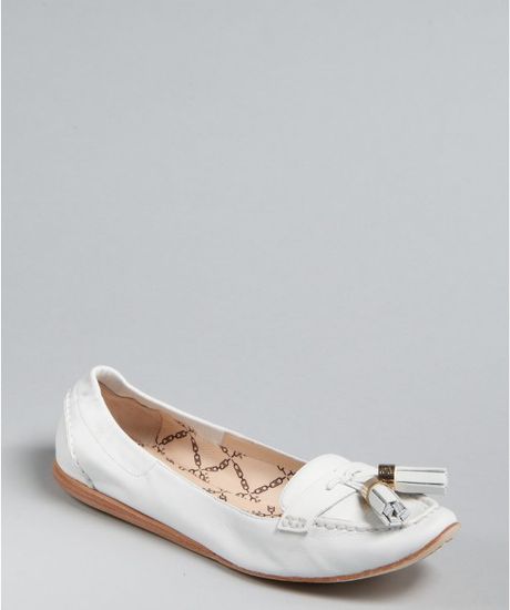 Celine Tassel Detail Loafers in White - Lyst