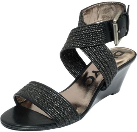 Dkny Erica Wedge Sandals in Black - Lyst