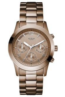 Hue Womens Chronograph Bronze Tone Stainless Steel Bracelet 39mm - Lyst