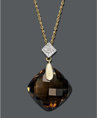  Smokey Topaz and Diamond Accent Pendant 