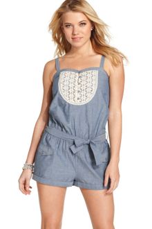 Jessica Simpson Sleeveless Belted Chambray - Lyst