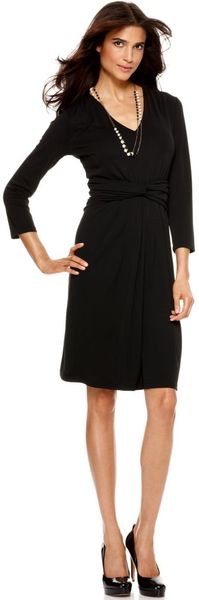 Jones New York Three Quarter Sleeve Vneck Aline in Black - Lyst