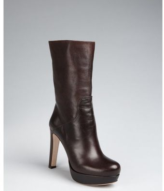  Coffee Leather Platform Boots 