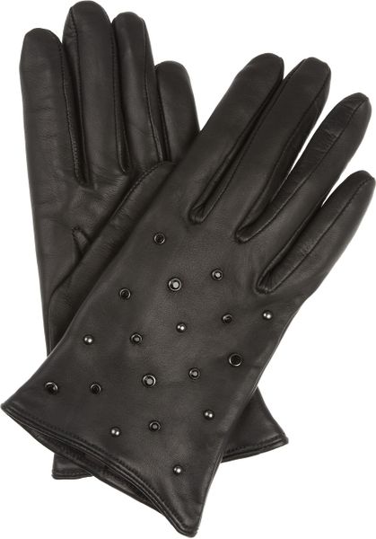 Mulberry Gems Studded Leather Gloves in Black - Lyst