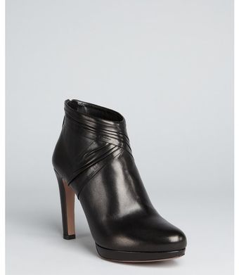  Black Leather Crisscross Ankle Boots 