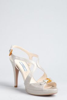 Prada Cloud Grey Leather Strappy and Buckled Platform Sandals - Lyst