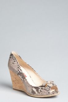 Prada Prada Sport Stone Snakeskin and Cork Peep Toe Wedges - Lyst