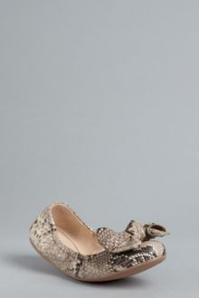 Prada Prada Sport Taupe Snake Embossed Leather Bow Detail Ballet Flats - Lyst