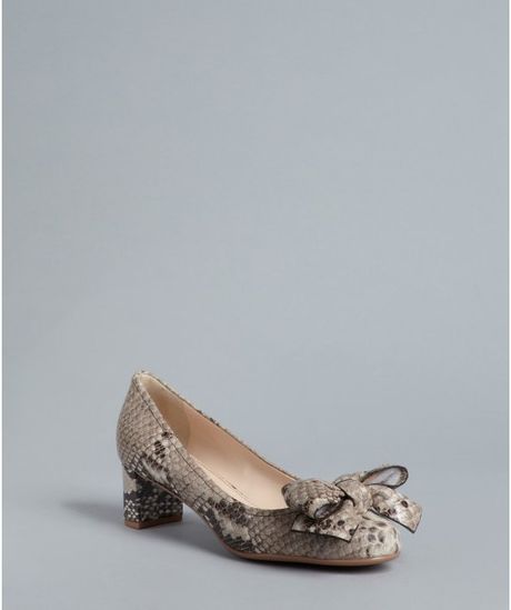 Prada Prada Sport Taupe Snake Embossed Leather Bow Detail Pumps in Brown (taupe) - Lyst