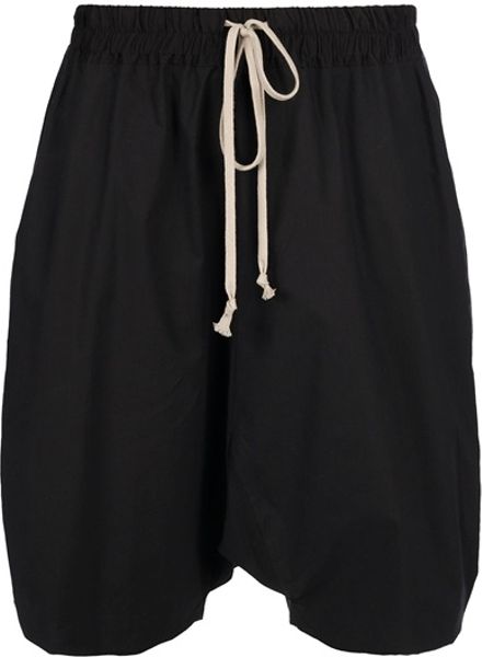 Rick Owens Dropped Crotch Shorts in Black - Lyst