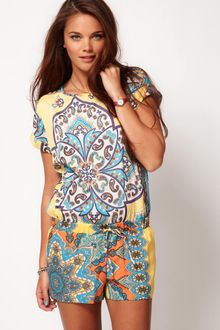 River Island River Island Scarf Mix Playsuit - Lyst