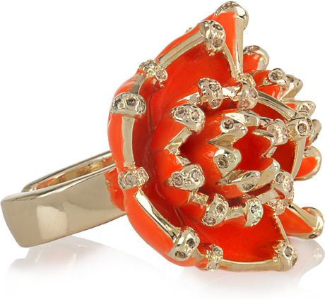 Roberto Cavalli GoldPlated Swarovski Crystal Ring in Gold - Lyst