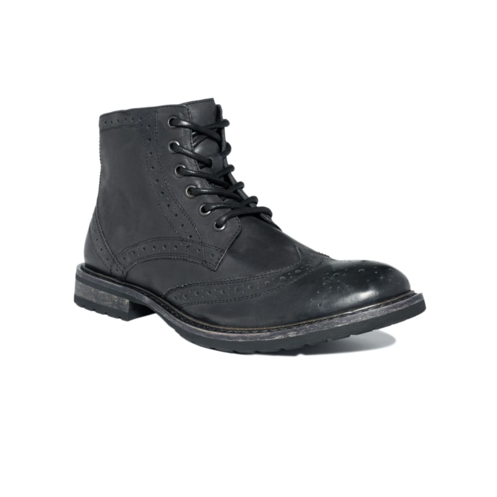 Steve Madden Mansel Wingtip Boots in Black for Men | Lyst