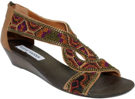 Steve Madden Kaboo Wedge Sandals in Brown - Lyst