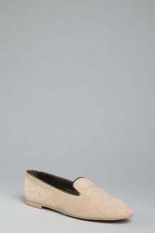 Tod's Natural Suede Embroidered Logo Flats - Lyst