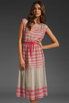 Tracy Reese Runway Striped Linen Gauze Boatneck Frock - Lyst