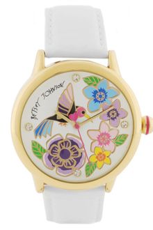 Betsey Johnson Womens White Leather Strap  - Lyst