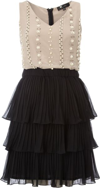 Cutie Cutie Vneck Embroidered Dress in Black (grey) - Lyst