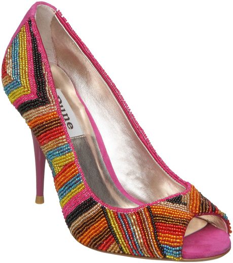 Dune Vivian D Beaded Single Sole Peep Courts in Multicolor (fuchsia) - Lyst