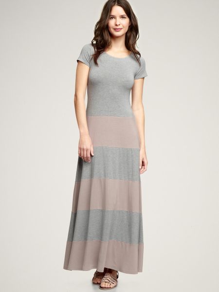 Gap Striped Maxi Dress in Gray (heather gray)