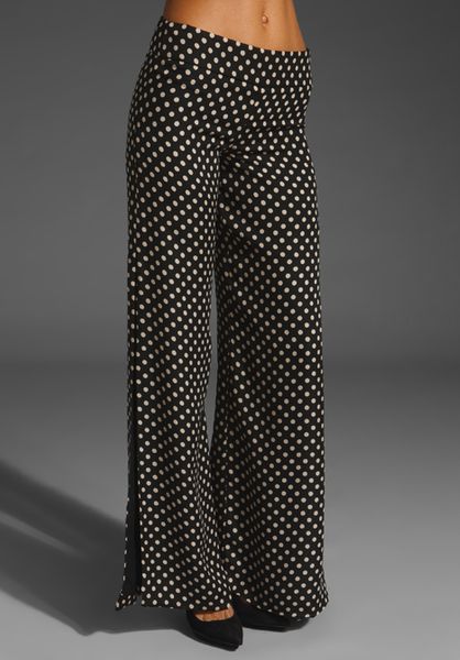 Haute Hippie Wide Leg Pants with Side Slits in Blacknude in Black (black & nude) - Lyst