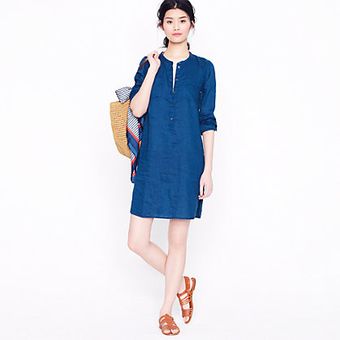 J.Crew Linen Henley Tunic - Lyst