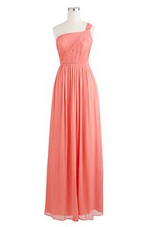 J.Crew Lucienne Long One Shoulder Dress in Silk Chiffon - Lyst