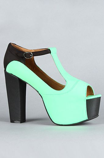  The Foxy Colorblock Shoe in Green and Black Neoprene 