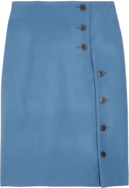 Jil Sander Wool Skirt in Blue - Lyst