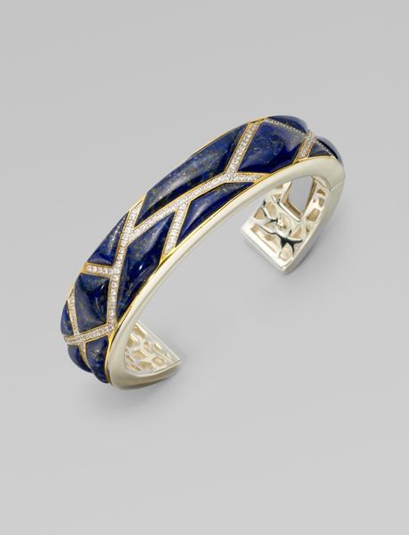 Kara Ross Motherofpearl White Sapphire Lapis Maze Cuff in Blue - Lyst