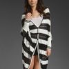L.a.m.b. Runway Crochet Stripe Cardigan in Whiteblack in Black (white & black) - Lyst