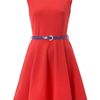 Madam Rage Belted Skater Dress in Red (coral) - Lyst