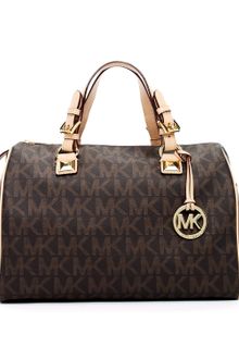 Michael by Michael Kors Grayson Large Logo Satchel Brown - Lyst