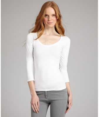 Rebecca Beeson White Cotton Blend Scoop Neck Tshirt - Lyst