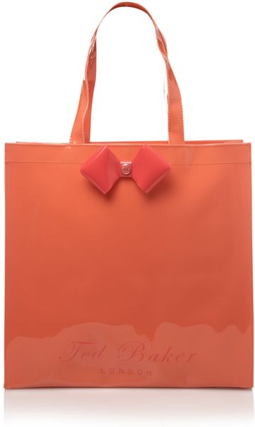 Ted Baker Large Orange Bowcon Tote in Orange - Lyst