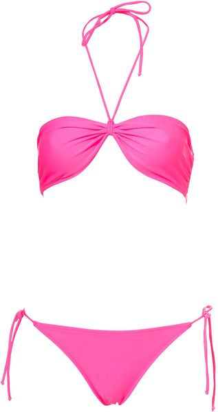 Topshop  Fluro Bandeau Bikini - Lyst