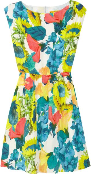Alice + Olivia Alissa Floral Print Stretch Silk Georgette Dress - Lyst