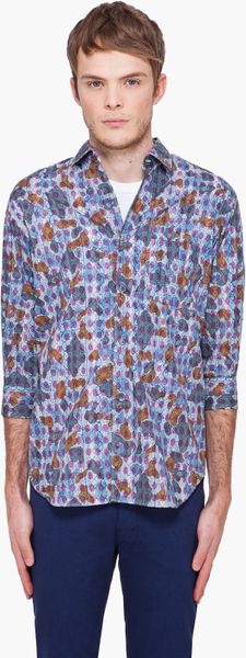 Comme Des Garçons 34 Sleeve Poplin Shirt in Blue for Men - Lyst