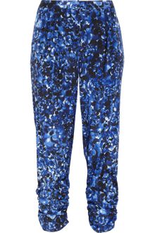 DKNY Printed Stretch Silk Crepe De Chine Pants - Lyst