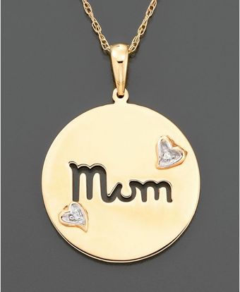 14k Gold Diamond Accent Mom Coin Pendant 