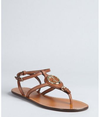 Gucci Brown Leather Gg Thong Sandals - Lyst