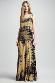 Halston Heritage Printed Satin Gown - Lyst