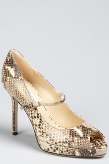 Jimmy Choo Natural Snake Embossed Amina Peep Toe Pumps - Lyst