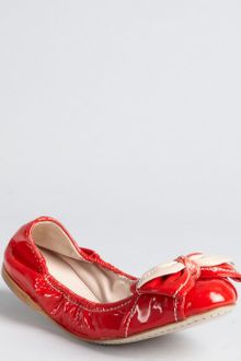 Miu Miu Poppy Patent Leather Rose Bow Ballet Flats - Lyst